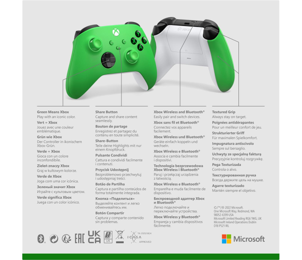 Bezprzewodowy kontroler MICROSOFT XBOX Zielony Velocity Green - 1124830 - zdjęcie 6